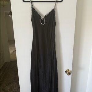 Rumored Black Maxi Dress with Beaded Straps